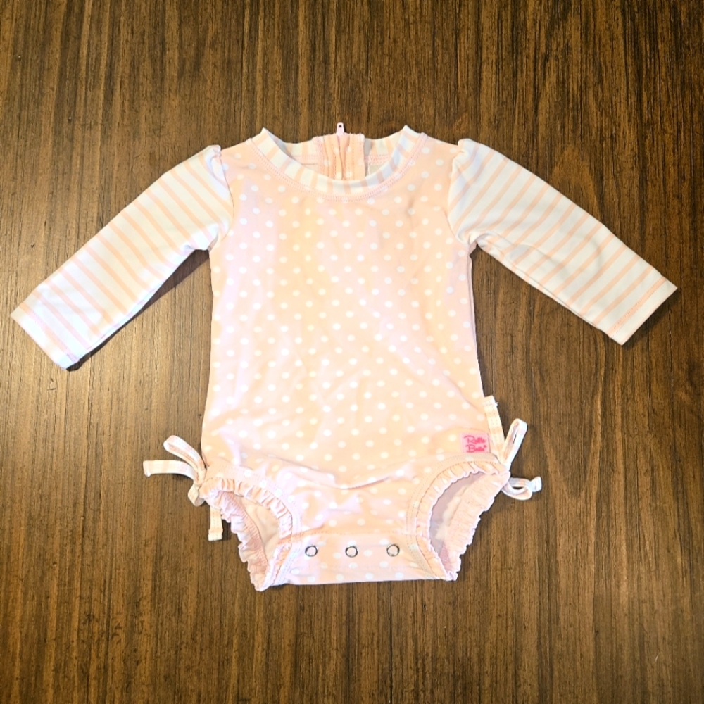 Rufflebutts Long Sleeve Rash Guard One Piece - Size 3-6 Months
